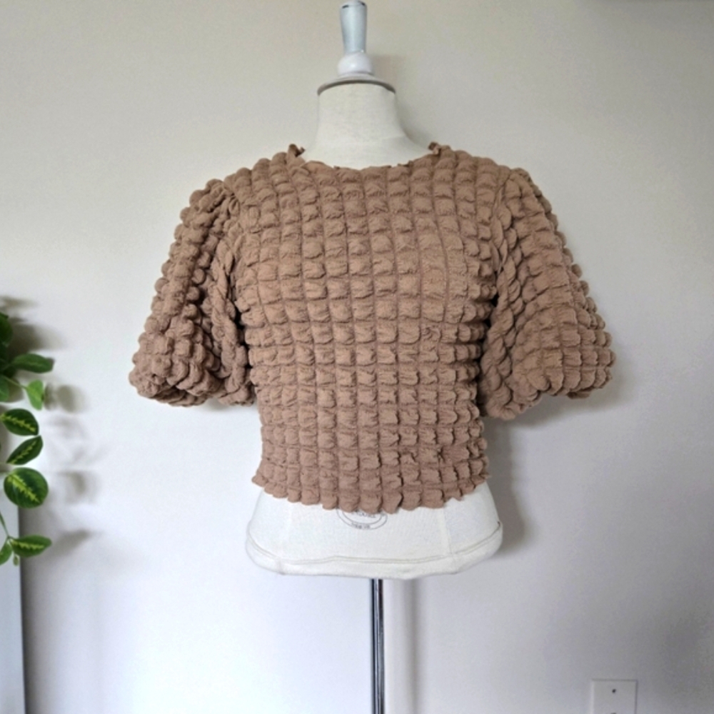 NWT Miou Muse Colette Square Puff Sleeve Blouse